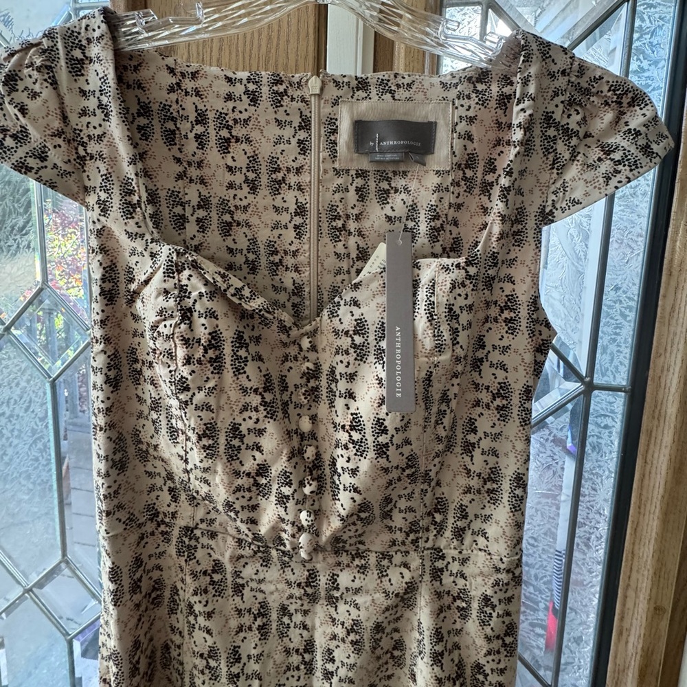 Anthropologie Black and Cream Patterned Dress
